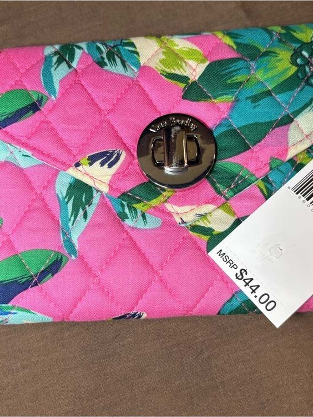 Vera Bradley Hot Pink Quilted Floral‎ Turnlock Wristlet